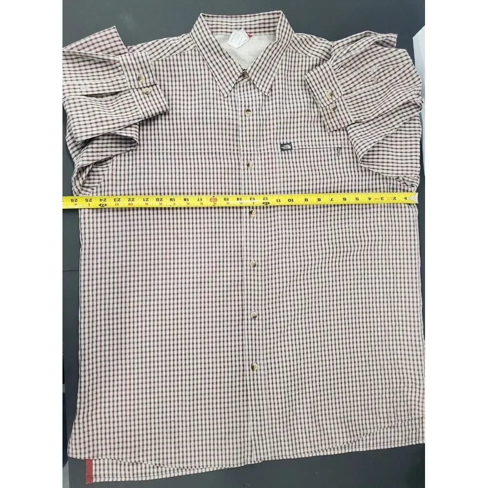 The North Face Mens XL Brown Plaid Button Up Lightweight Long Sleeve Pocket Camp